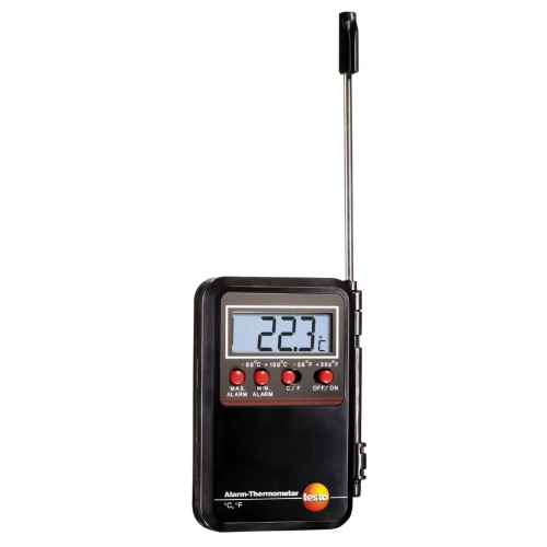 Testo мини-термометр с проникающим зондом и сигналом тревоги — для измерения температуры воздуха, жидкостей, порошкообразных и сыпучих материалов