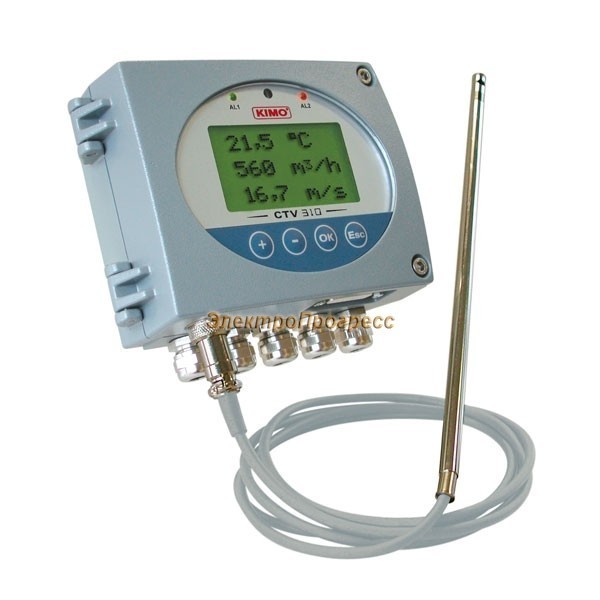 CTV 310 - датчики скорости потока воздуха и температуры, с функцией расчета объемного расхода воздуха, с сигнализацией